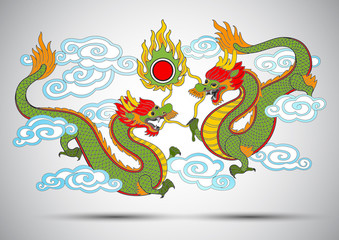 Fototapeta na wymiar Illustration of Traditional chinese Dragon ,vector illustration