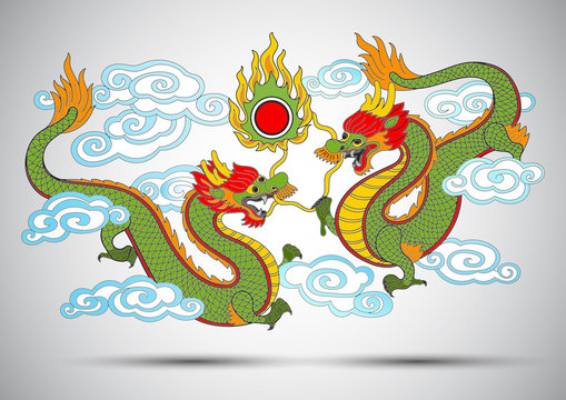 Illustration of Traditional chinese Dragon ,vector illustration
