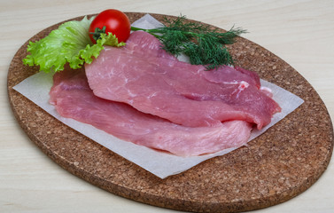 Raw pork schnitzel
