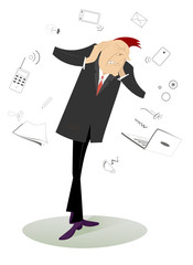 Nervous and tired man put hands on his head