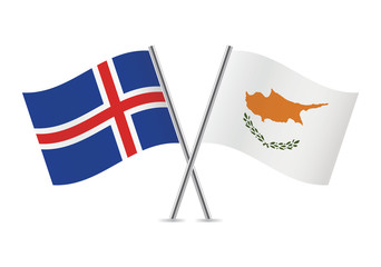 Iceland and Cyprus flags. Vector illustration.