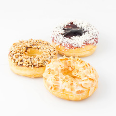 Studio shoot of donuts on white background