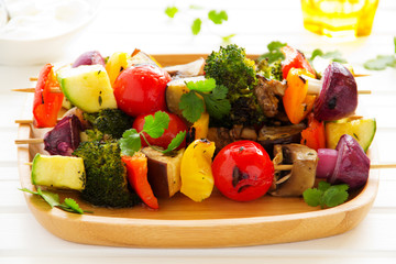 Vegetable Skewers (ratatouille) on skewers.