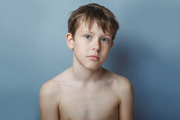 a boy of 10 years of European appearance naked torso portrait on © maxximmm