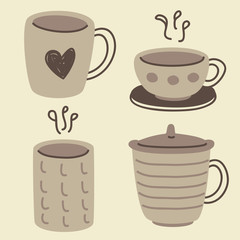 Set of cup doodle