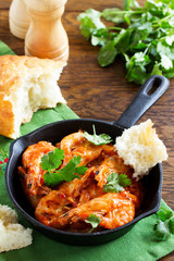 Grilled shrimp in sweet and sour sauce.