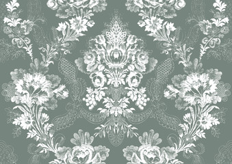 17. Abstract hand-drawn floral pattern rose, vintage background