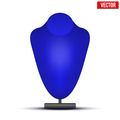 Realistic blue dummy necklace bust. Vector Illustration.