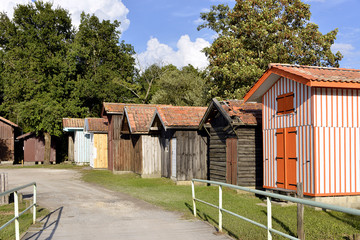 Wooden houses at Biganos in France