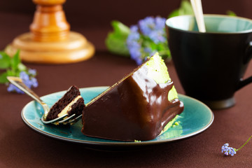 mint-chocolate cake with mint liqueur.