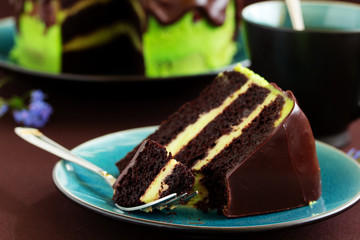 mint-chocolate cake with mint liqueur.