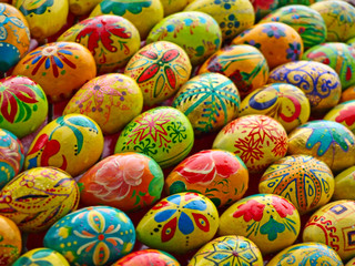 Fototapeta na wymiar Multicolored easter eggs taken closeup.Background.