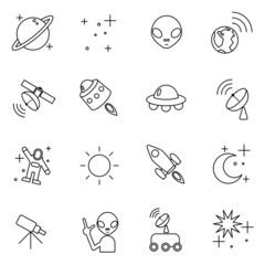 space and astronaut icons set vector illustration