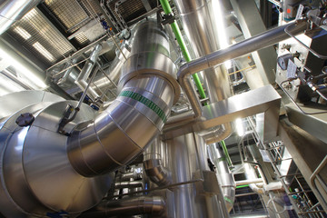 Industrial zone, Steel pipelines, valves and pumps