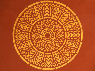Ancient Thai pattern on ceiling temple, Thailand
