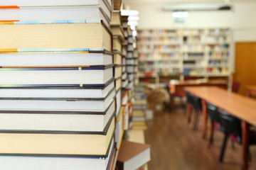 Book stack in library