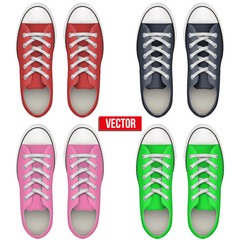 Set of pair simple gumshoes. Realistic Vector Illustration.