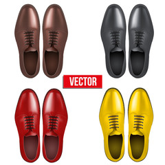 Set of Male fashion classic shoes. Vector.