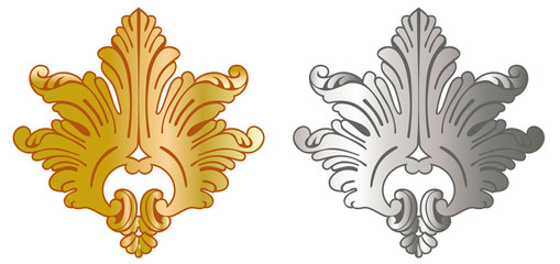 Elegant golden and silver design elements isolated on a white background