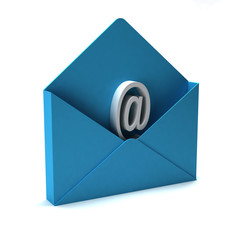 3D Contact us email sign light blue envelope 