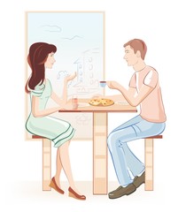 Man and woman at a cafe
