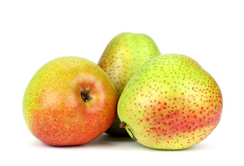 Three pears isolated on white background