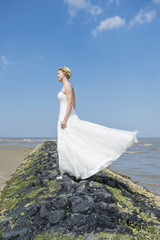 Fototapeta na wymiar Einsame Braut am Meer
