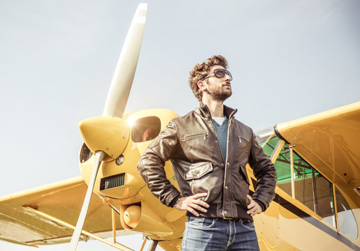 aviator posing before flight