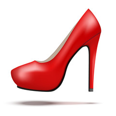 Red bright modern high heels pump woman shoes