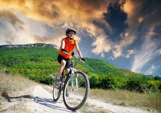girl rides a bicycle