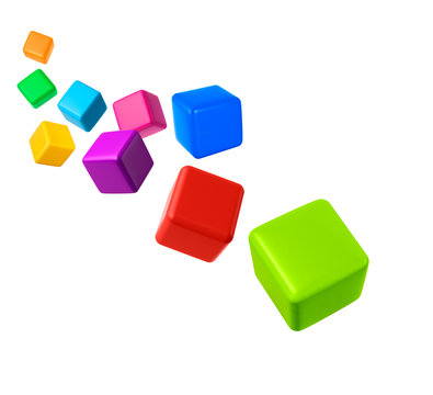 Colorful cubes on white background