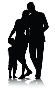 Family silhouette walking