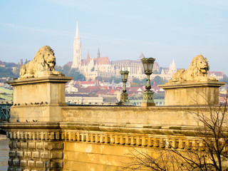 Fototapeta na wymiar The Chain Bridge in Budapest, Hungary
