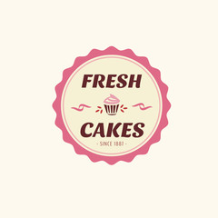 Abstract vector cake vintage logo element. Cakes, bread, bakery