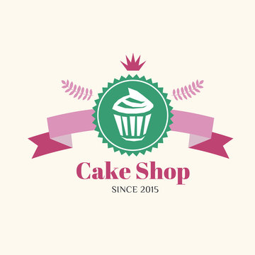 Abstract vector cake vintage logo element. Cakes, bread, bakery