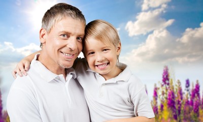 Fototapeta premium Grandfather, Grandparent, Child.