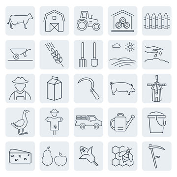 Vector agriculture and farming icons set