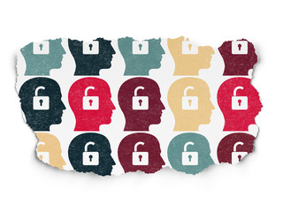 Obraz premium Business concept: Head With Padlock icons on Paper background