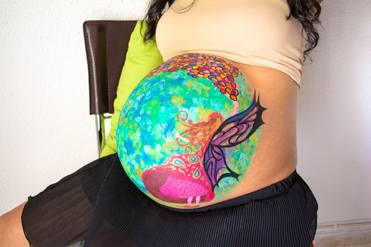 Colorful belly painting