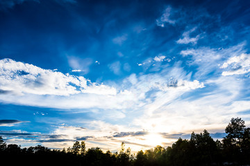 cloud and sky with sun beam light , amazing cloud photo of country side of Thailand