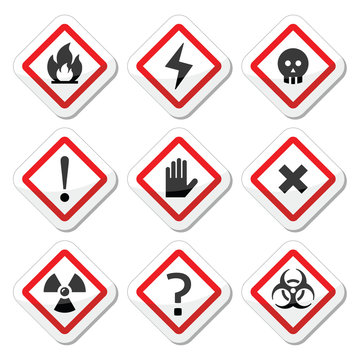 Danger, warning, attention square icons set 
 
