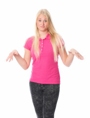 Zickige Blondine mit langen Haaren