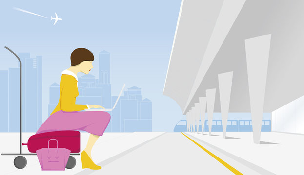 WOMEN TRAVEL. IN TERMINAL