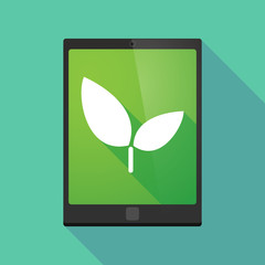 Tablet pc icon with a plant