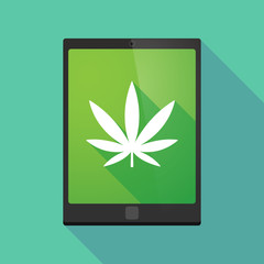 Tablet pc icon with a marijuana leaf