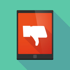 Tablet pc icon with a thumb hand