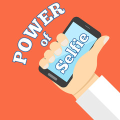 Power of selfie concept. Flat design.
