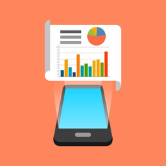 Smartphone data, infographic app concept. Isometric design.