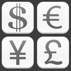 Business flat icons major currencies symbol