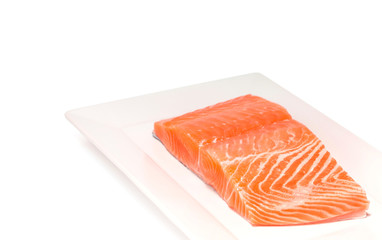 salmon fish fresh meat slice isolated on white background